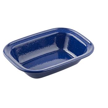 TableCraft Enamelware Collection Rectangular Serving Pan, 30 oz, 9.375 in x 7 in x 2 in, Enamel, Blue