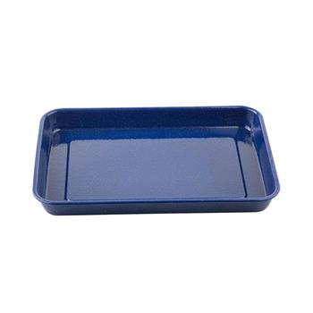 TableCraft Enamelware Collection Rectangular Serving Tray, 16.125 in x 11.5 in x 1.5 in, Enamel, Blue