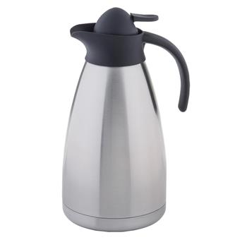 TableCraft Coffee Carafe, 34 oz, 7.125 in x 5.25 in x 9 in, Stainless Steel, Silver/Black
