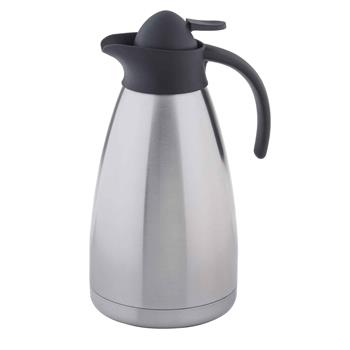 TableCraft Coffee Carafe, 50 oz, 7.25 in x 5.375 in x 11 in, Stainless Steel, Silver/Black