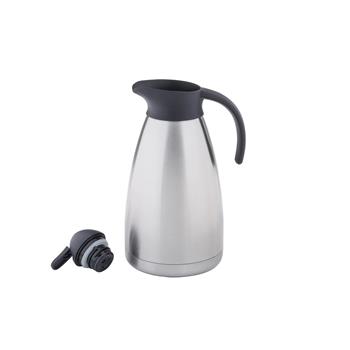 TableCraft Coffee Carafe, 68 oz, 7.375 in x 5.8 in x 11.5 in, Stainless Steel, Silver/Black