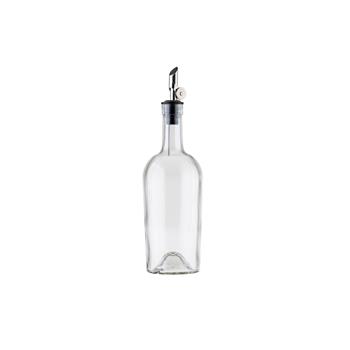 TableCraft Clear Glass Bottle with Pourer, 17.5 oz, 3 in x 3 in x 8.75 in