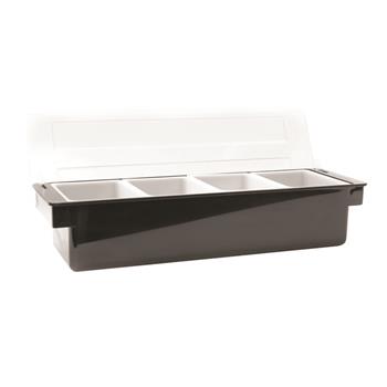 TableCraft Bar Condiment Holder, 4 Compartments, 19.5 in x 6.125 in x 4.375 in, Acrylonitrile Butadiene Styrene