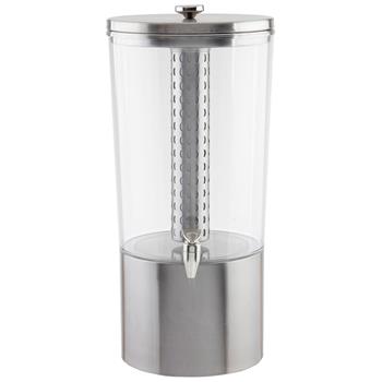 TableCraft Straight Sided Upscale Beverage Dispenser, 4.5 gal, 11&quot; x 13.5&quot; x 23.875&quot;, Stainless Steel, Clear