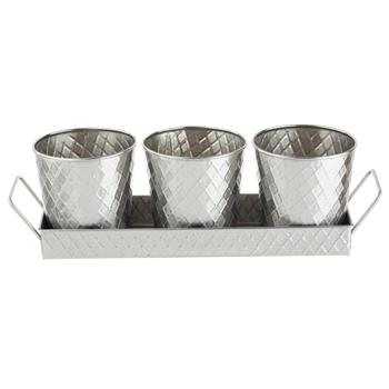 TableCraft Lattice Collection Four Piece Snack Set, 14.625 in x 4.25 in x 4.25 in, Stainless Steel