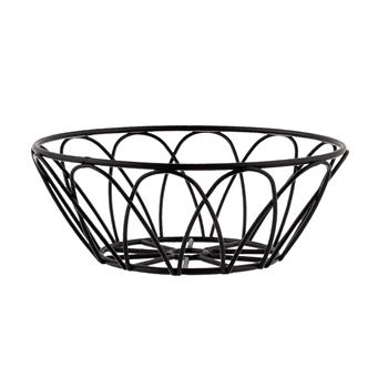 TableCraft Petal Collection Round Serving Basket, 6 in x 6 in x 2.25 in, Powder Coated, Black