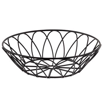 TableCraft Petal Collection Round Serving Basket, 8 in x 8 in x 2.5 in, Powder Coated, Black