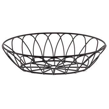 TableCraft Petal Collection Oval Serving Basket, 9 in x 6 in x 2.5 in, Powder Coated, Black