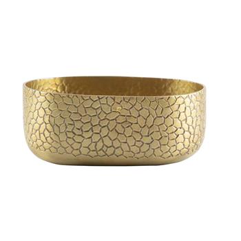 TableCraft Crackle Collection Gold Oval Bowl, 28 oz, 6.5 in x 4.75 in x 2.375 in, Aluminum, Gold