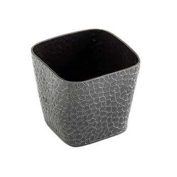 TableCraft Crackle Collection Black Square Snack Basket, 4 in x 4 in x 3.625 in, Aluminum