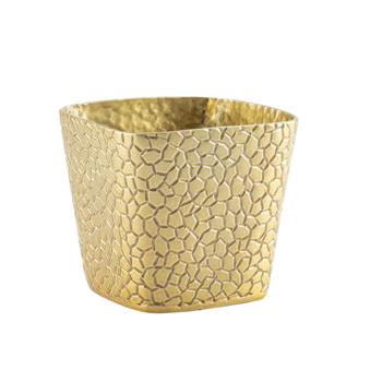 TableCraft Crackle Collection Gold Square Snack Basket, 4 in x 4 in x 3.625 in, Aluminum
