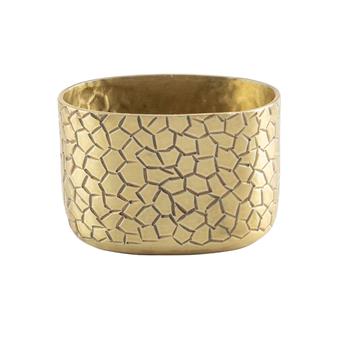 TableCraft Crackle Collection Oval Sugar Packet Holder, 3.25 in x 2.375 in x 2.125 in, Aluminum, Gold