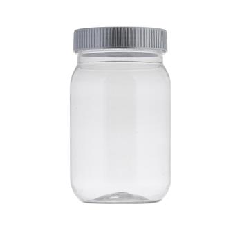 TableCraft Plastic Mason Jar with Lid, 16 oz, 3.0625 in x 3.0625 in x 5.25 in, Polyethylene Terephthalate, Clear