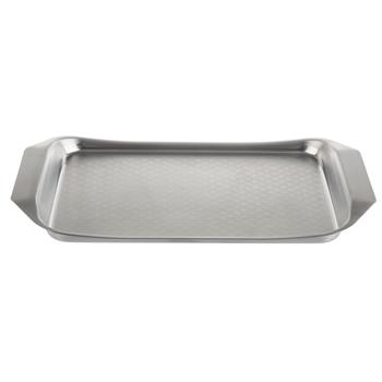 TableCraft Better Burger Collection Large Serving Tray, Stainless Steel, Rectangular, 14&quot; L x 10&quot; W x 0.5&quot; H, Silver
