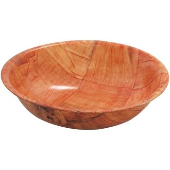 TableCraft Woven Wood Salad Bowl, 15.875 in x 15.875 in x 3.625 in, Melamine Coated Maple