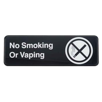 TableCraft Rectangular Sign, &quot;No Smoking Or Vaping&quot;, 9 in x 3 in