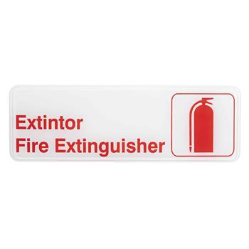 TableCraft Extintor/Fire Extinguisher Rectangular Sign, 9 in x 3 in x 0.125 in, Polystyrene, Black/White