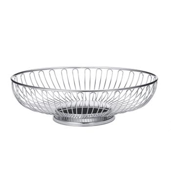 TableCraft Chalet Oval Basket, 11.375 in x 8 in x 3.25 in, Chrome Plated