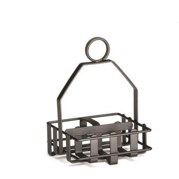 TableCraft 3 Compartment Condiment Rack, 4.25 in x 4 in x 6 in, Powder Coated, Black