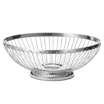 TableCraft Oval Regent Basket, 10.5 in x 9 in x 3.5 in, Stainless Steel