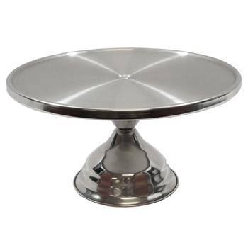 TableCraft Cake Stand, 12.875 in x 12.875 in x 6.75 in, Stainless Steel