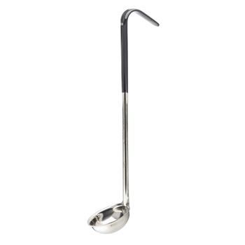 TableCraft 10.5 oz One-Piece Ladle with Black Handle, 20.5 in x 40.5 in x 12 in, Stainless Steel