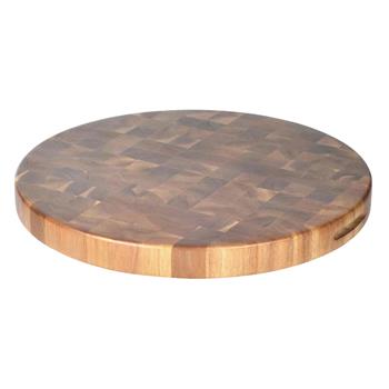 TableCraft Acacia Collection Round End Grain Serving Board, 16 in x 16 in x 1.5 in, Wood