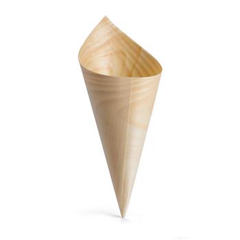 TableCraft Small Disposable Serving Cone, 3 oz, Pine Wood, 50/Pack