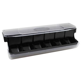 TableCraft First In, First Out Garnish Station Bar Condiment Holder with Inserts, 20.125 in x 6.625 in x 6.375 in, Acrylonitrile Butadiene Styrene, Black