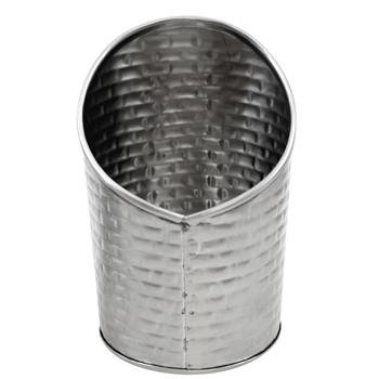 TableCraft Brickhouse Collection 9 oz Slanted Round Fry Cup, 3.375 in x 3.375 in x 4.625 in, Stainless Steel