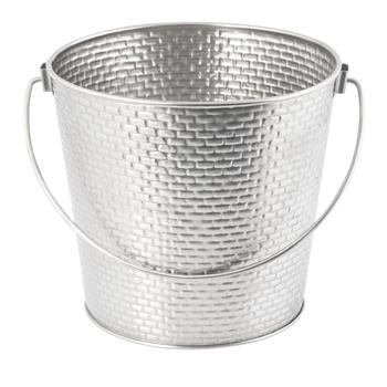 TableCraft Brickhouse Collection Large Pail With Handle, 9.25 in x 8.125 in x 7 in, Stainless Steel