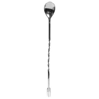 TableCraft Bar Spoon With Fork, 12&quot; x 1.375&quot; x 0.75&quot;, Stainless Steel