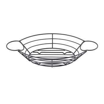 TableCraft Meranda Collection Black Oval Basket with Integrated Ramekin Holders, 13.25 in x 7.25 in x 2.375 in, Powder Coated, Black