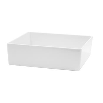 TableCraft Contemporary Melamine Collection Straight-Sided Square Bowl, 4 Qt, 10 in x 10 in x 3 in, Melamine, White