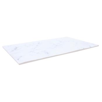 TableCraft Frostone Collection White Marble Rectangular Serving Tray, 20.75 in x 12.75 in x 0.3125 in, Melamine, White Marble