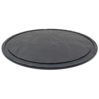 TableCraft Frostone Slate Collection Round Serving Tray with Channel, 13 in x 13 in x 0.3 in, Melamine, Black
