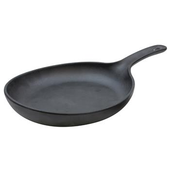 TableCraft Faux Cast Iron Large Round Serving Skillet, 12.75 in x 8.5 in x 2.25 in, Melamine, Black