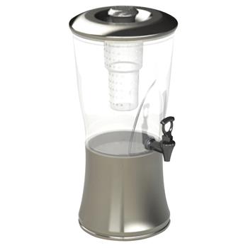 TableCraft Silhouette Beverage Dispenser, 3.5 gal, 11.25 in x 11.25 in x 23.5 in, Stainless Steel and Tritan