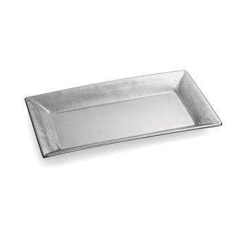 TableCraft Remington Collection Serving Tray, Stainless Steel, Rectangular, 22&quot;  L x 12&quot; W x 1-3/4&quot; H, Silver