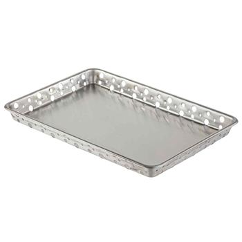 TableCraft Stamped Circle Rectangular Serving Tray, 13 in x 9 in x 1.25 in, Stainless Steel