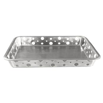 TableCraft Stamped Circle Rectangular Serving Tray, 9 in x 6.625 in x 1.25 in, Stainless Steel