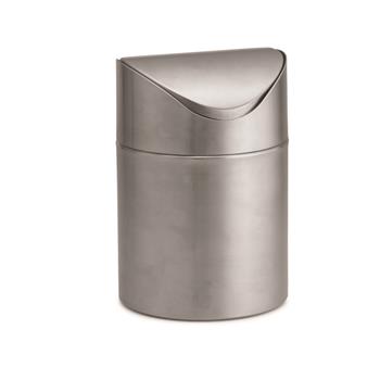 TableCraft Mini Counter Top Waste Basket, 4.6875 in x 4.6875 in x 6.875 in, Stainless Steel