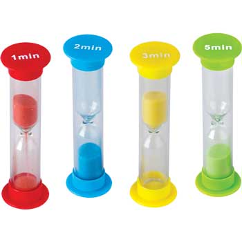 Teacher Created Resources Small Sand Timers Combo Pack, 1 each of 1, 2, 3 &amp; 5 Minute Timers