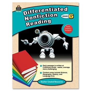 Teacher Created Resources Differentiated Nonfiction Reading, Grade 6, 96 Pages