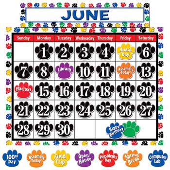 Teacher Created Resources Colorful Paw Prints Calendar