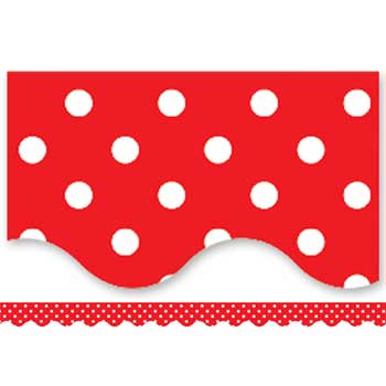 Teacher Created Resources Red Mini Polka Dots Border Trim, 12/PK