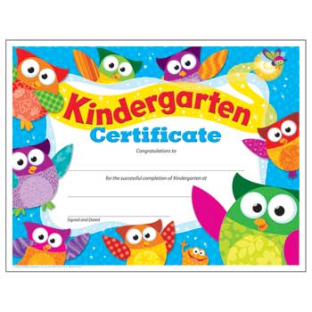 TREND Early Learning Certificates, Kindergarten Certificate, 11&quot;w x 8-1/2&quot;h Sheets, 30/PK