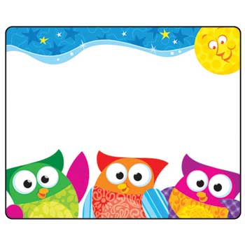 TREND Self Adhesive Name Tags, Owl-Stars!, 3&quot; x 2-1/2&quot;, 36/PK