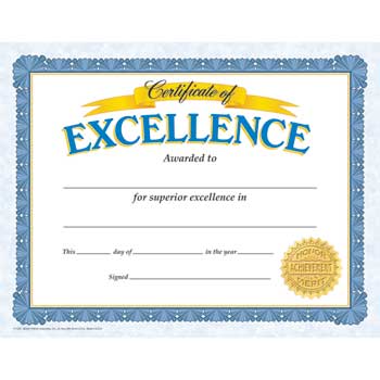 TREND Classic Certificates, Excellence, 11&quot;w x 8 1/2&quot;h, 30/PK
