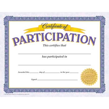 TREND Classic Certificates, Participation, 11&quot;w x 8 1/2&quot;h, 30/PK